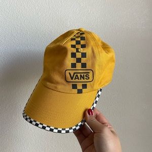 Vans yellow checkered pattern baseball cap